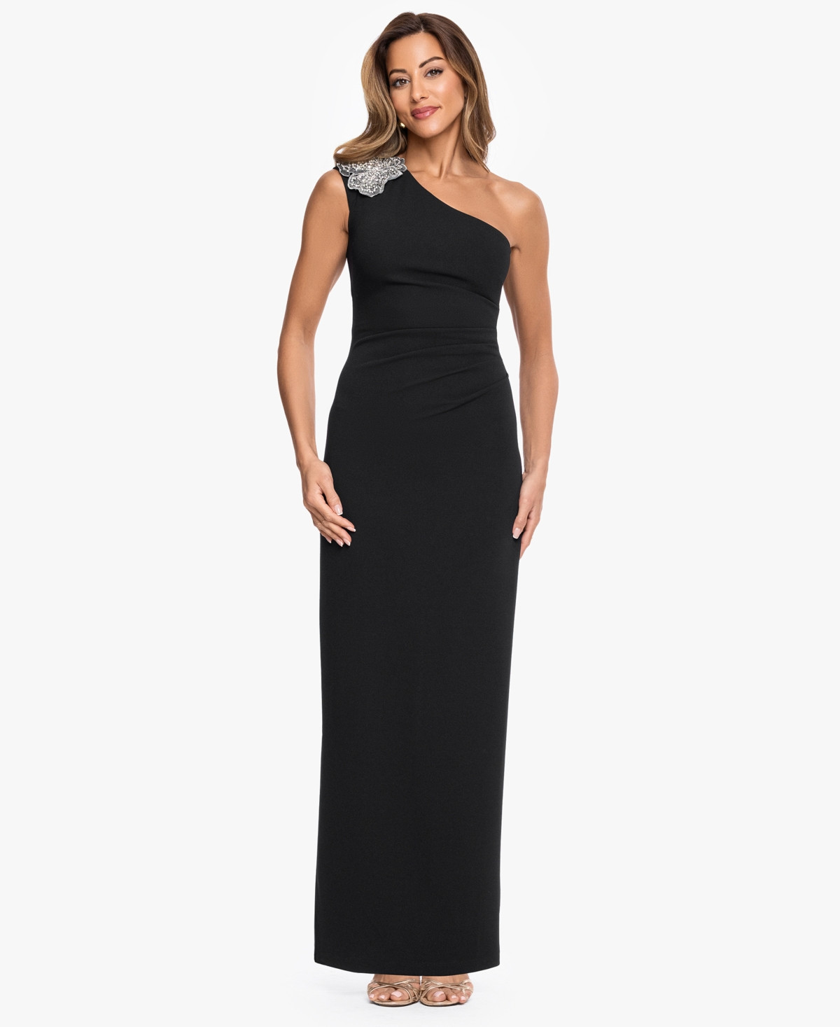Xscape Women's One-Shoulder Ball Gown - Black/ Silver | Macy's