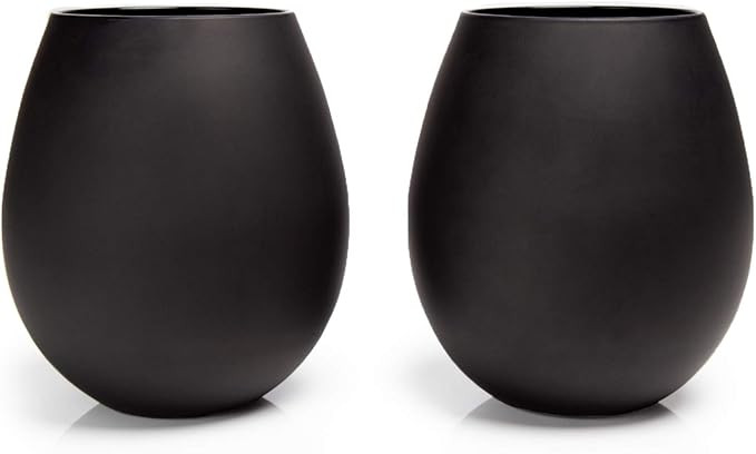 Big Betty Jumbo Stemless Wine Glass Set, Each Glass Holds a Whole Bottle of Wine, Black, 2 Glasse... | Amazon (US)