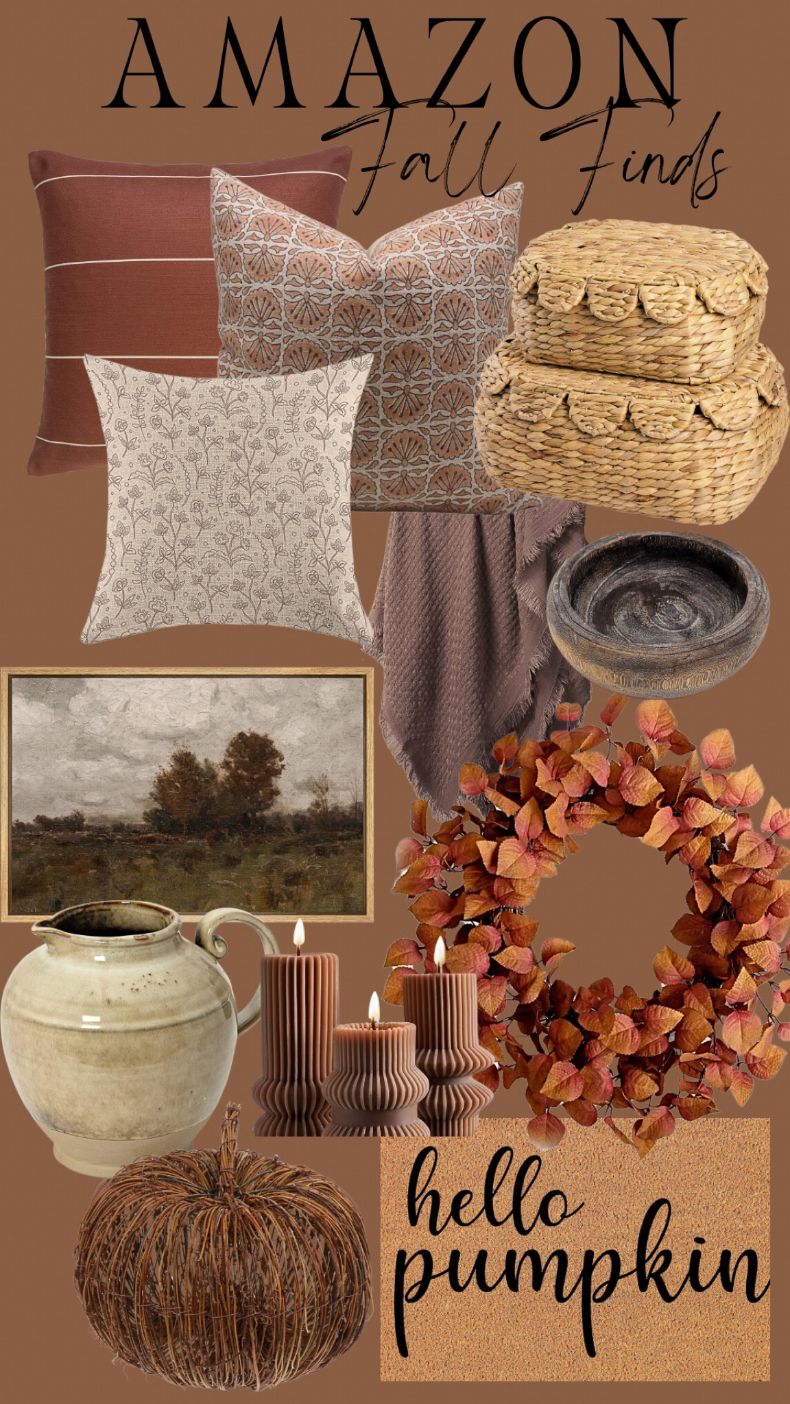 Fall Amazon Home Decor, Amazon Prime Seasonal Decor, Amazon Fall Doormat, Fall Wreath, Fall Candle, Fall Throw Pillows, Brown Decor, Vintage Artwork

#LTKSeasonal #LTKFindsUnder50 #LTKHome