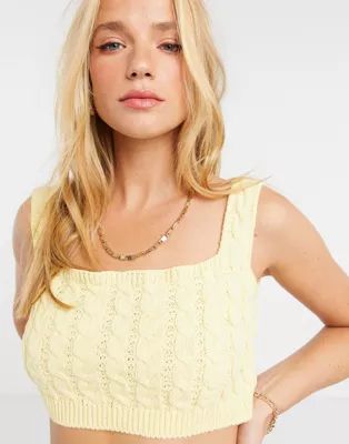 Unique21 cable knitted bralet in buttermilk | ASOS (Global)