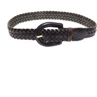 Vintage 90's Wide Woven Black Leather Belt With Large Curved Buckle | Etsy (US)