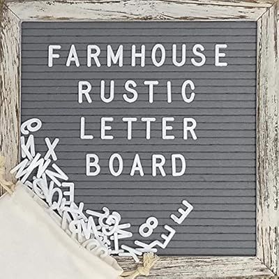 Felt Letter Board with 10x10 Inch Rustic Wood Frame, Script Words, Precut Letters, Picture Hanger... | Amazon (US)