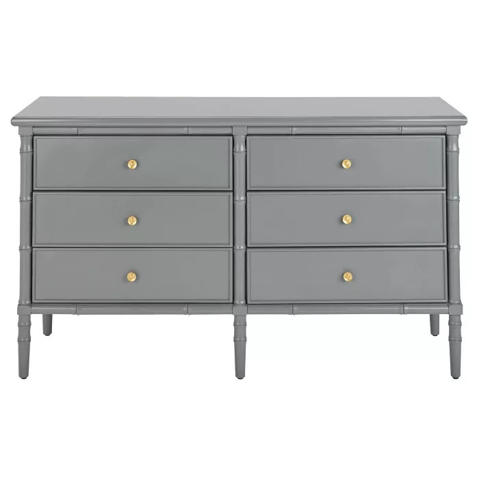 Mina 6 Drawer Dresser Gray/Gold - Safavieh | Target