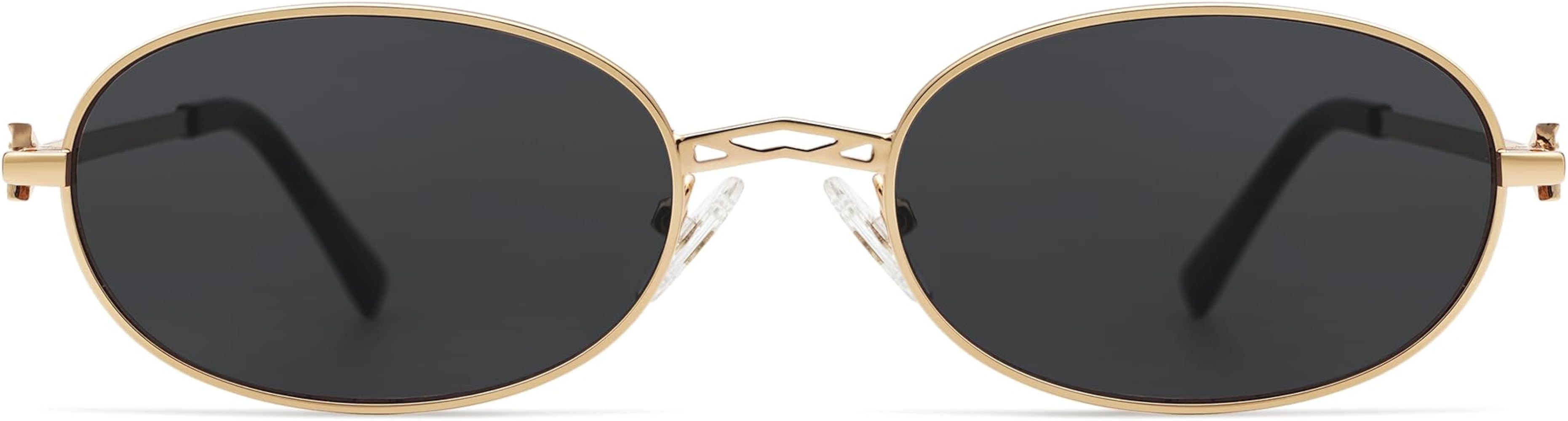 Retro Small Oval Sunglasses for Women Men Rectangle Metal Sun Glasses Classic Sunnies AP3662 | Amazon (US)