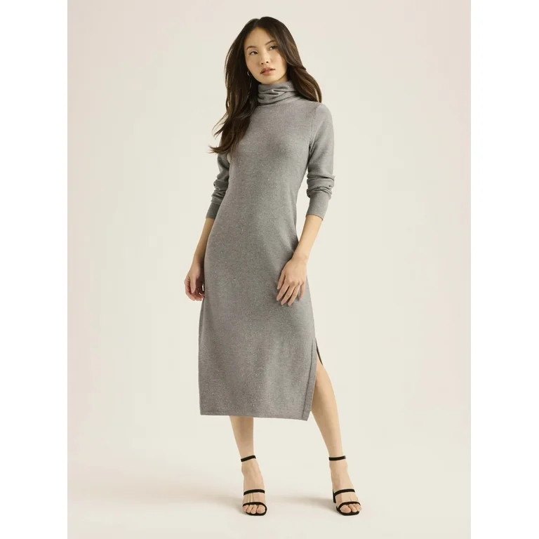 Scoop Women’s & Women's Plus Sequin Knit Turtleneck Sweater Dress, Sizes XS-4X | Walmart (US)