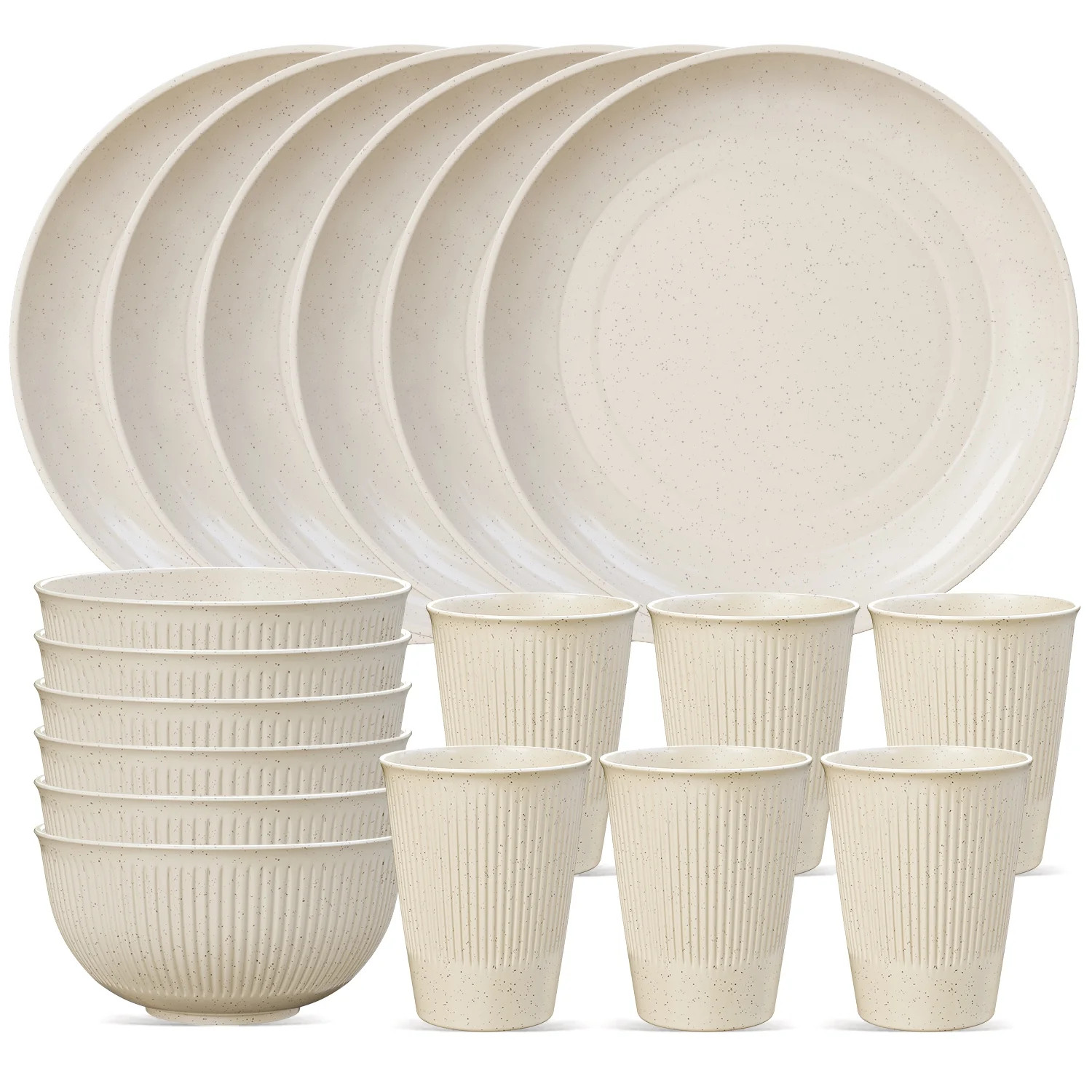 TINANA Wheat Straw Dinnerware Sets, Service for 6, 18 PCS Unbreakable Plastic Dinnerware, Freezer... | Walmart (US)