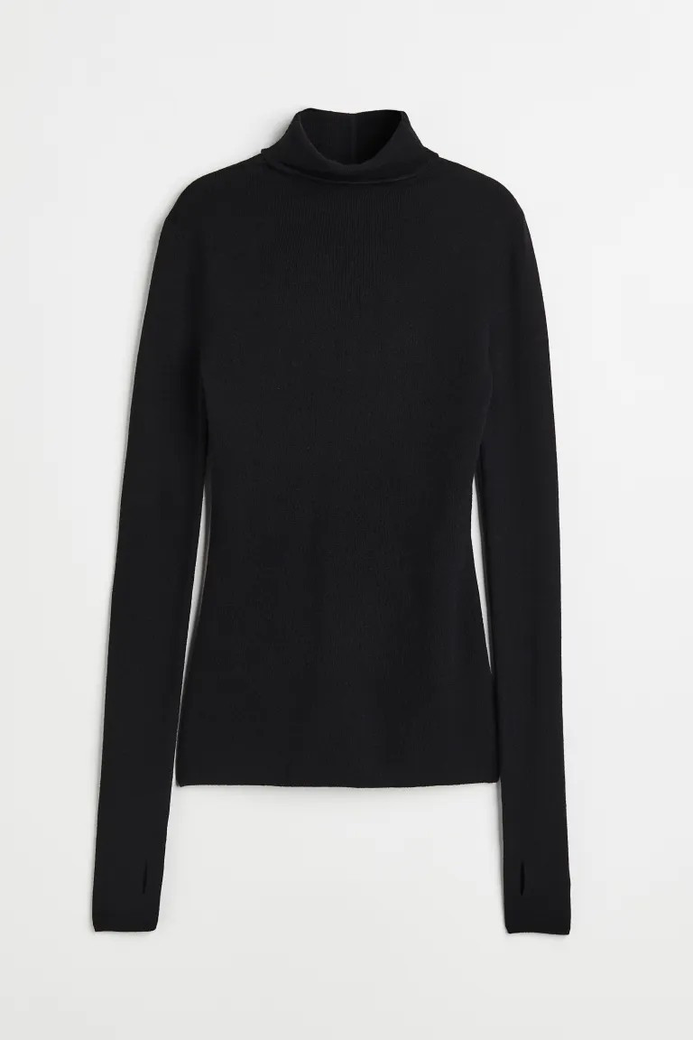 Cashmere-blend polo-neck jumper - Black - Ladies | H&M GB | H&M (UK, MY, IN, SG, PH, TW, HK)