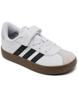 adidas Little Kids Vl Court 3.0 Fastening Strap Casual Sneakers from Finish Line - White, Black | Macy's