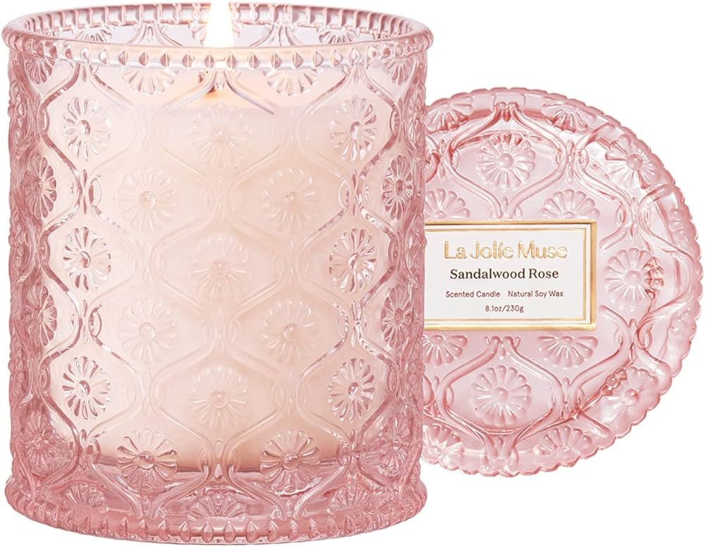LA JOLIE MUSE Scented Candle, Sandalwood Rose Candle, Candles Gifts for Women, Natural Soy Candle... | Amazon (US)