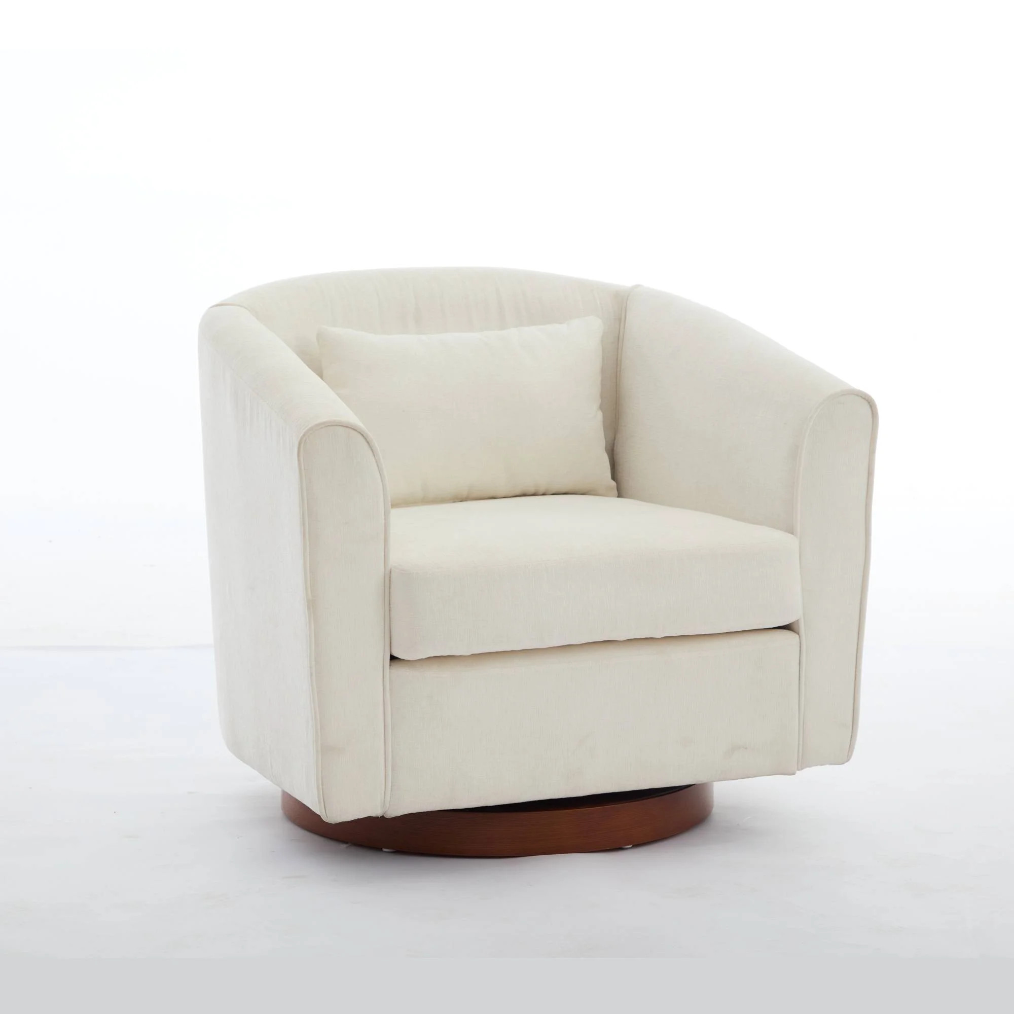Swivel Accent Chair Upholstered Barrel Chair with Wood Base Modern Comfy Sofa Chair Armchair For ... | Walmart (US)