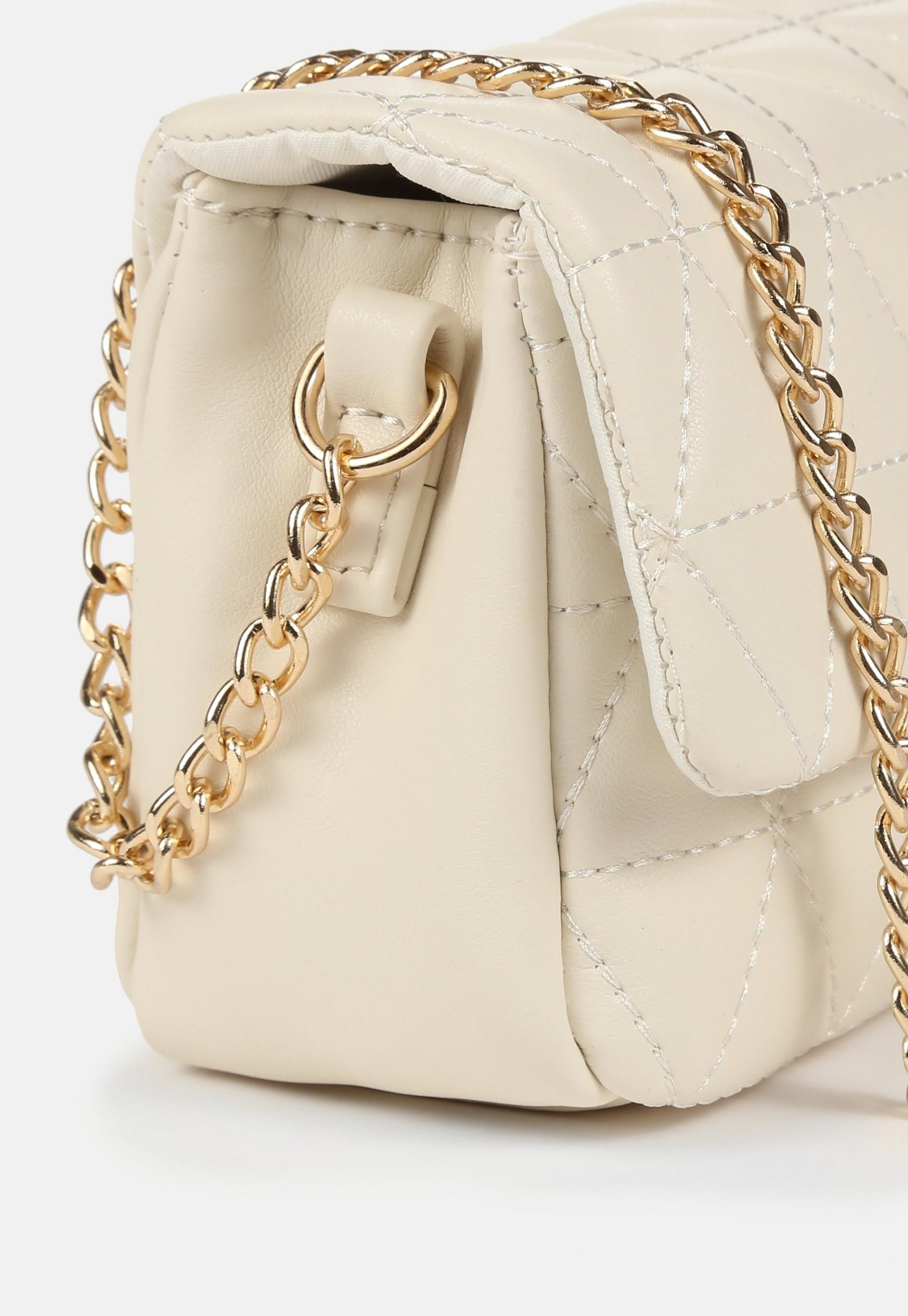 Cream Triangle Quilted Mini Cross Body Bag | Missguided (UK & IE)