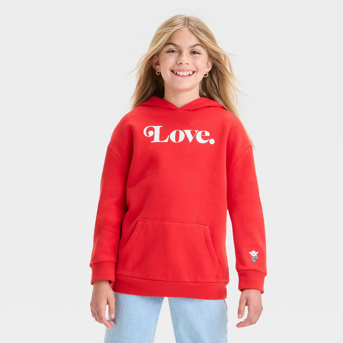 Kids' Fleece 'Love' Hoodie Sweatshirt - Cat & Jack™ Red | Target
