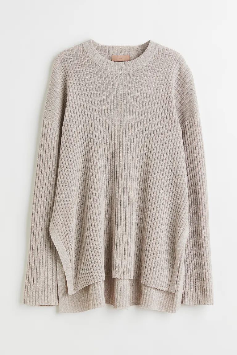 Conscious choice  New ArrivalLoose-fit sweater in a soft, rib-knit cotton blend. Round neckline, ... | H&M (US + CA)