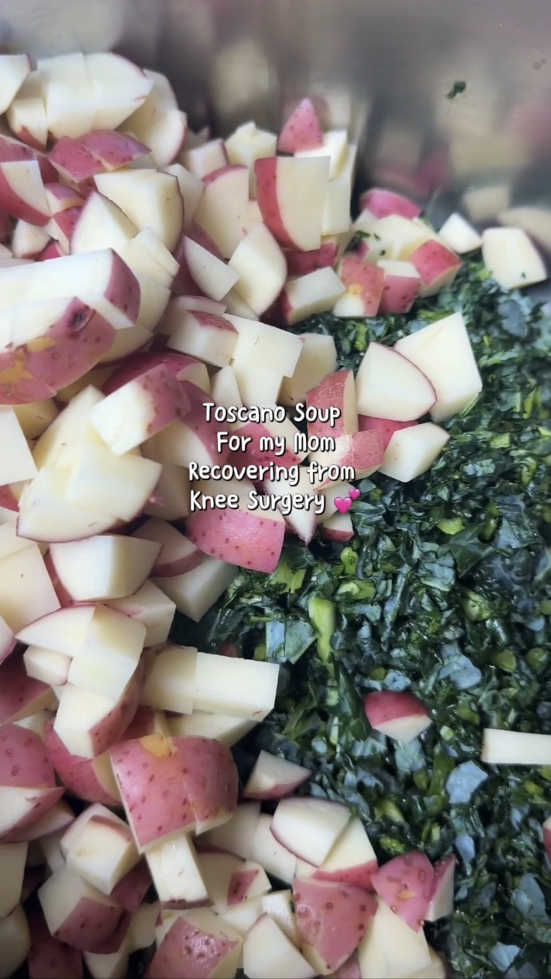 My Toscano Soup 🍲❤️
Made a big pot of my version of Toscano soup for my mom while she recovers from knee replacement surgery.

✨ Ingredients:

* Unpeeled red potatoes, cubed
* Red onion, diced
* Hot Italian sausage
* Sweet Italian sausage
* Organic kale
* Chicken broth
* Heavy cream
* Freshly grated Parmesan cheese

✨ Directions:

1. Brown the hot and sweet Italian sausage in a large pot. Remove and set aside.
2. Sauté the diced red onion in the sausage drippings until soft.
3. Add chicken broth and cubed red potatoes. Simmer until the potatoes are tender.
4. Return the sausage to the pot and stir in the kale.
5. Add heavy cream and let everything warm through.
6. Finish with freshly grated Parmesan cheese and season to taste.

Comfort food, made with love. ❤️ Perfect for bringing a little warmth and nourishment to someone who needs extra care. 🥰

#HomemadeSoup #ToscanoSoup #ComfortFood #FoodIsLove #KneeReplacementRecovery #HomeCooking #SoupSeason #MadeWithLove

#LTKfoodie