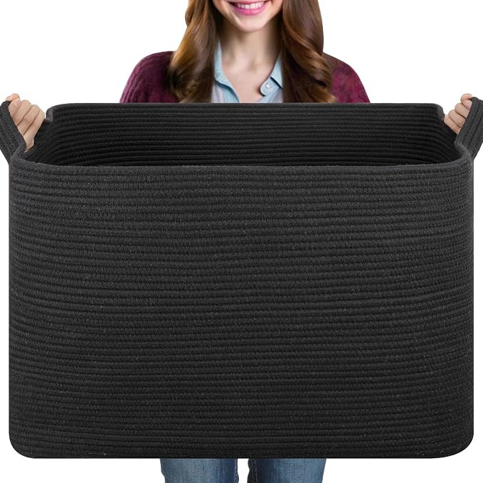 OIASKET 108L Extra Large Blanket Basket Living Room, 24.8" x 16.2" x 16.2" | Amazon (US)