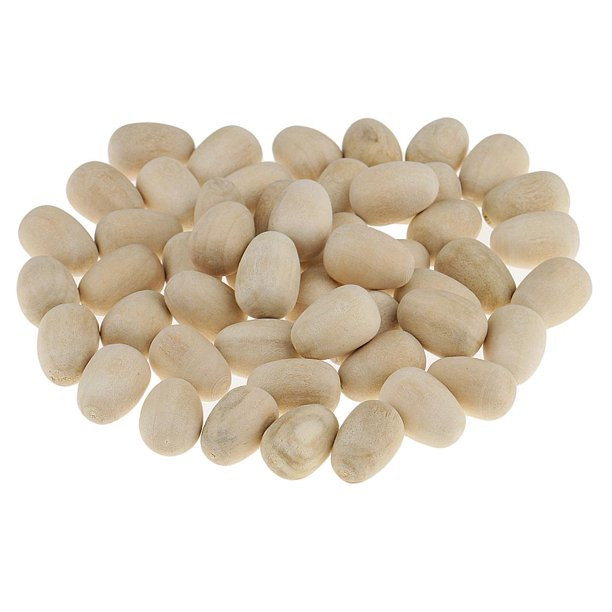 50pcs Wooden Eggs Wood Easter Decorations Embellishment Unfinished Wood Eggs | Walmart (US)