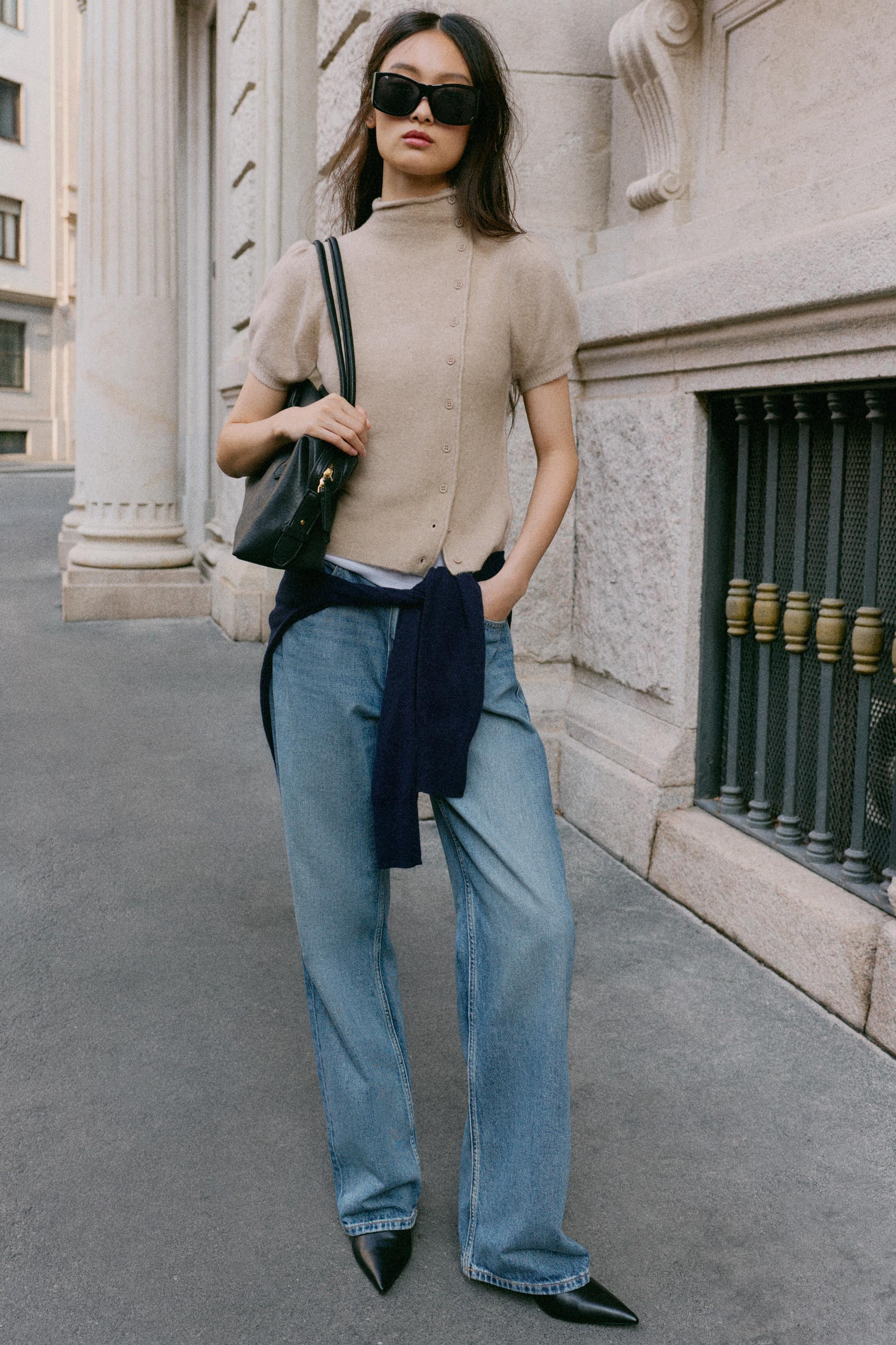 SHORT-SLEEVE KNIT WRAP TOP | Zara US