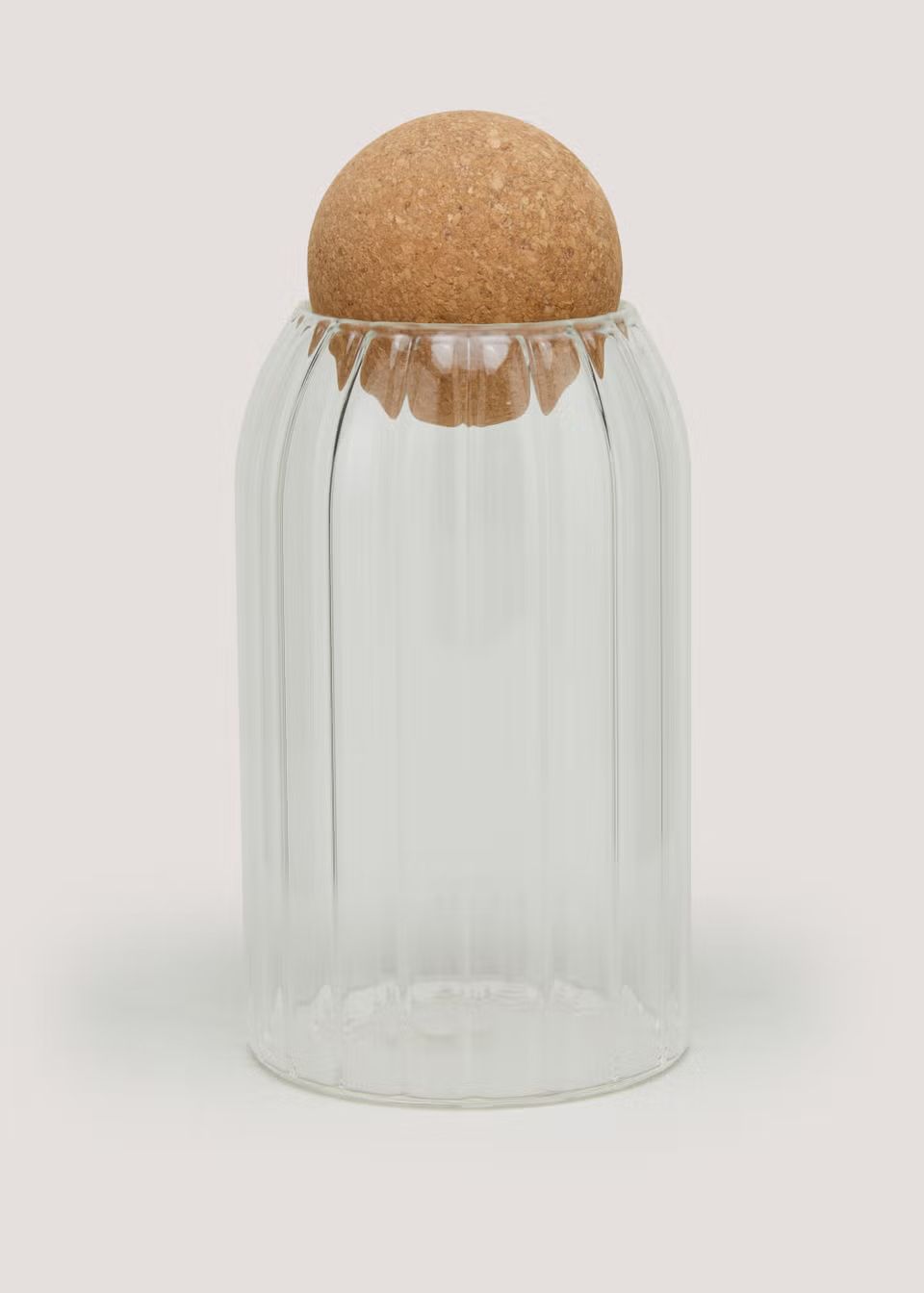 Medium Round Cork Ribbed Jar (15.5cm x 8.5cm) | Matalan (UK)