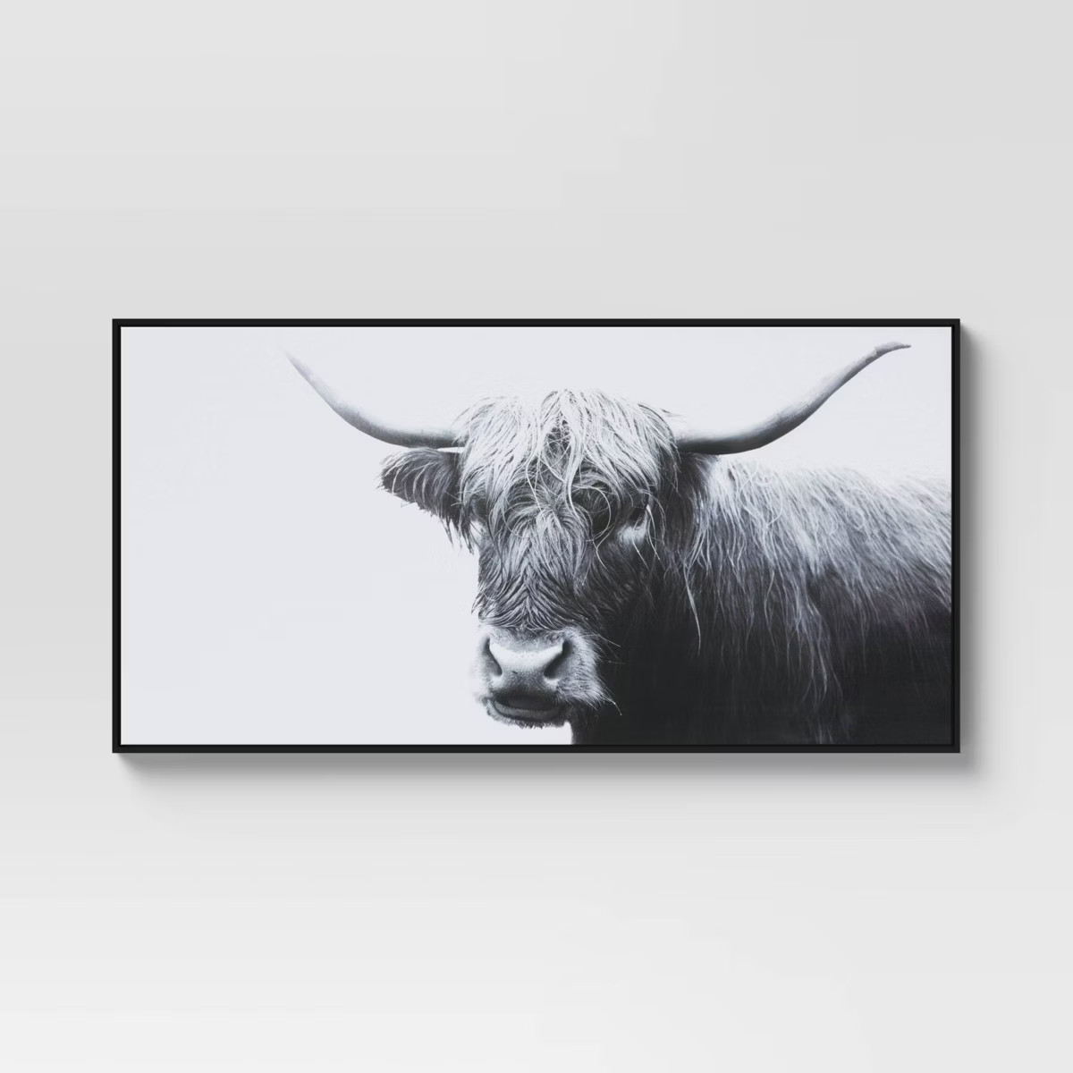 47" x 24" Highland Cow Framed Canvas - Threshold™: Modern Wall Art, Animal Digital Print, Polys... | Target