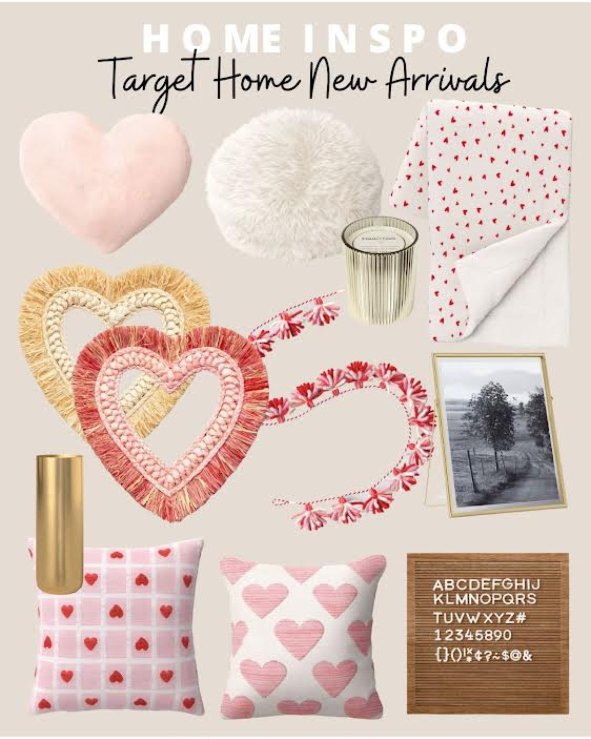 Target Home Decor / Valentine’s Day Decor / Valentine’s throw pillows, Valentine’s heart blanket, Valentine’s heart wreaths, gold picture frame, gold vase, wood letterboard, seasonal candle, Valentine’s pom tassel garland 

#LTKGiftGuide #LTKhome #LTKHoliday