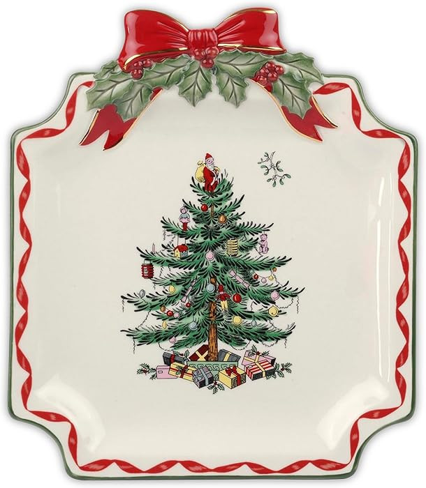 Spode Christmas Tree Ribbons Canape Platter - 6.5-Inch Holiday Serving Plate for Desserts, Appeti... | Amazon (US)