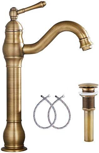 GGStudy 360° Swivel Antique Brass Bathroom Vessel Sink Faucet Single Handle One Hole Matching with P | Amazon (US)