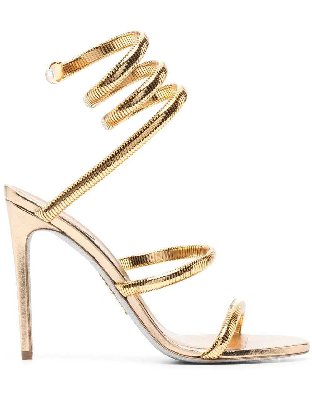 René Caovilla 105mm wraparound leather sandals - Gold | Farfetch Global