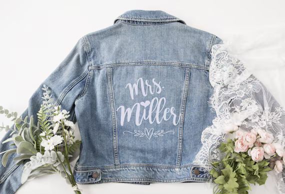 Mrs Last Name Iron on for Denim Jacket Iron on for Bride - Etsy | Etsy (US)