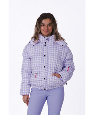 Women's Purple Houndstooth Chic Puffer Jacket | Macy's