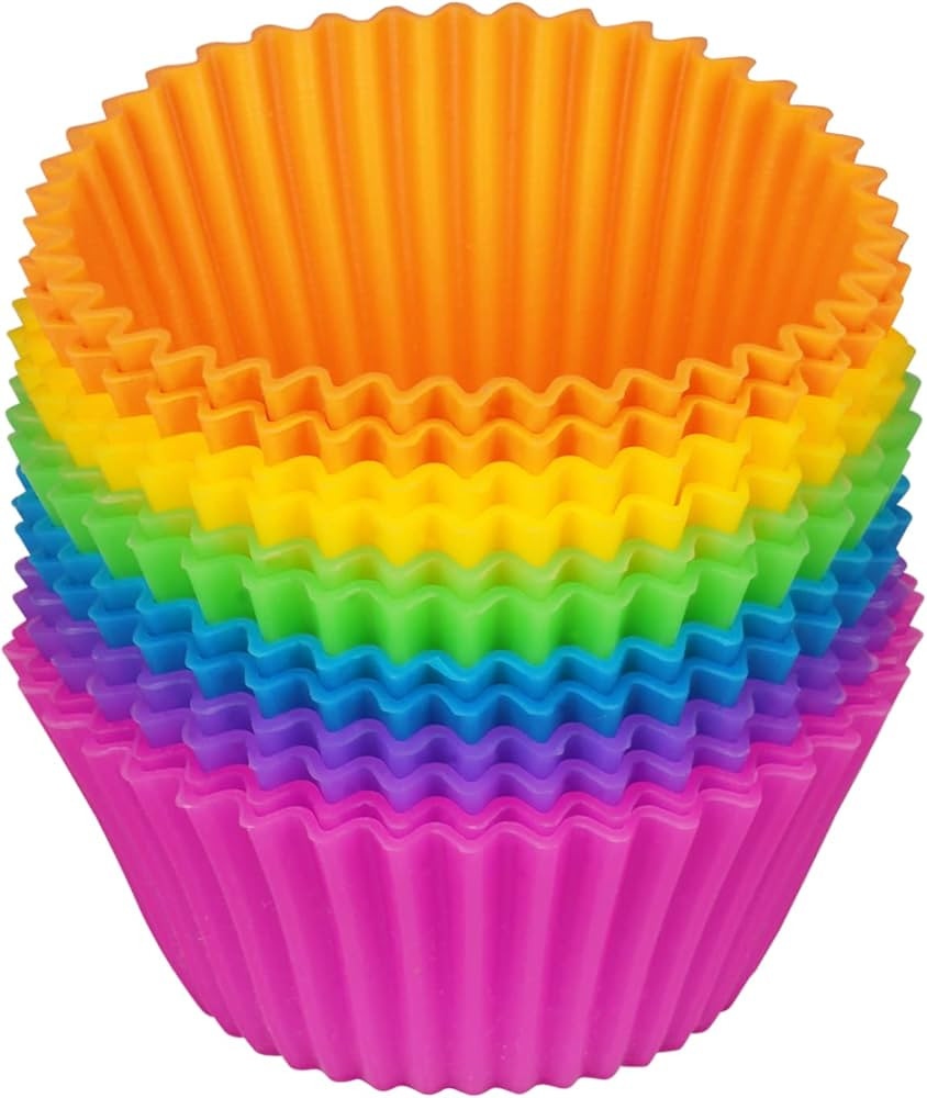 Elyum 12 Pack Silicone Cupcake Liners, Silicone Baking Cups Muffin Cups Reusable Cupcake Wrappers... | Amazon (US)