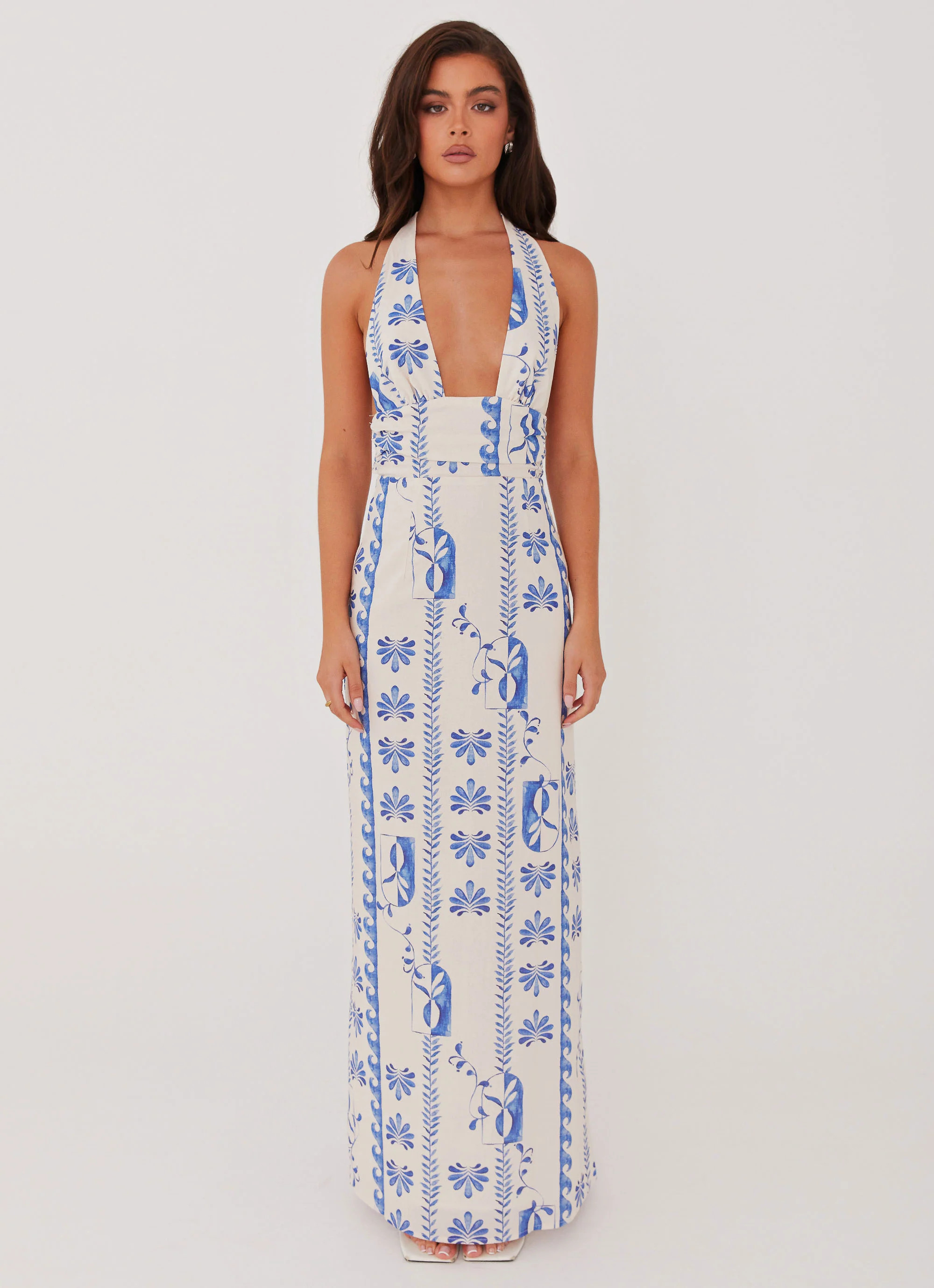 Sky Linen Maxi Dress - Floral Wave | Peppermayo (Global)
