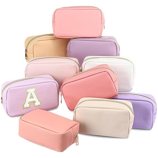 Sweetude 10 Pcs Preppy Makeup Bag Aesthetic Cosmetic Bag Purse Pu Leather Makeup Pouch Small Port... | Amazon (US)