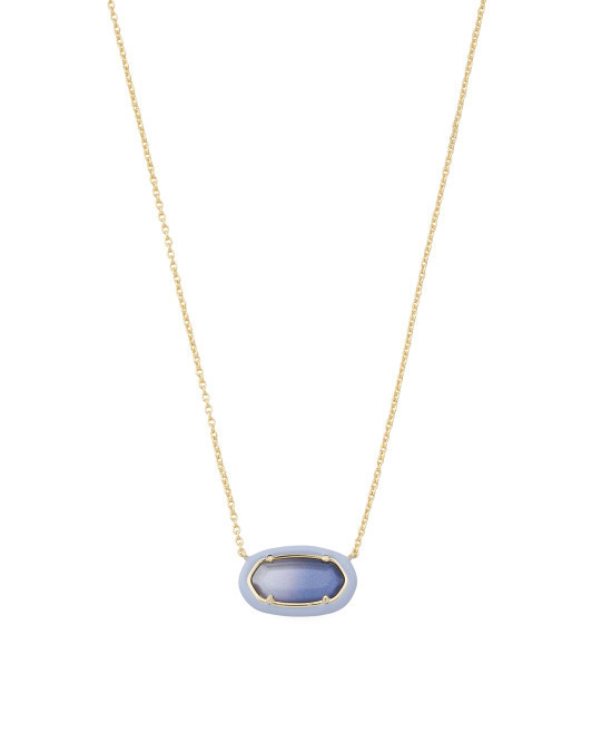 Gold Lavender Ombre Illusion Enamel Frame Pendant Necklace | TJ Maxx