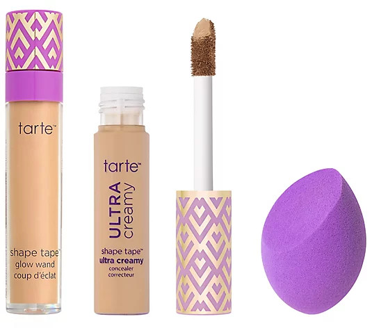 tarte Shape Tape Ultra Creamy, Glow Wand, and Sponge | QVC