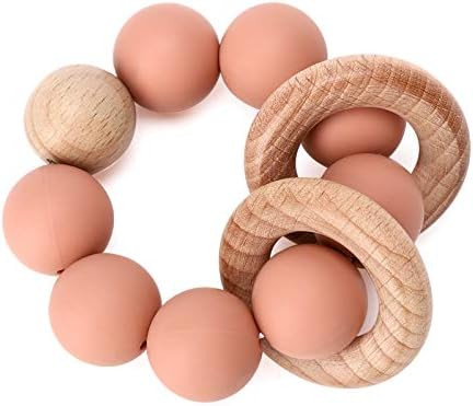 Baby Teether, Organic Baby Teething Toy, Socub Silicone and Wooden Baby Teething Ring for Mouth E... | Amazon (US)