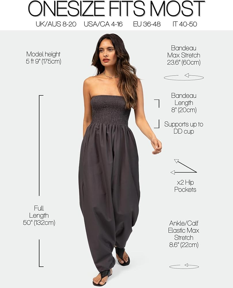 likemary Jumpsuits for Women - Pull Down Romper to Harem Pants Women - One Size Cotton Jumpers - ... | Amazon (US)