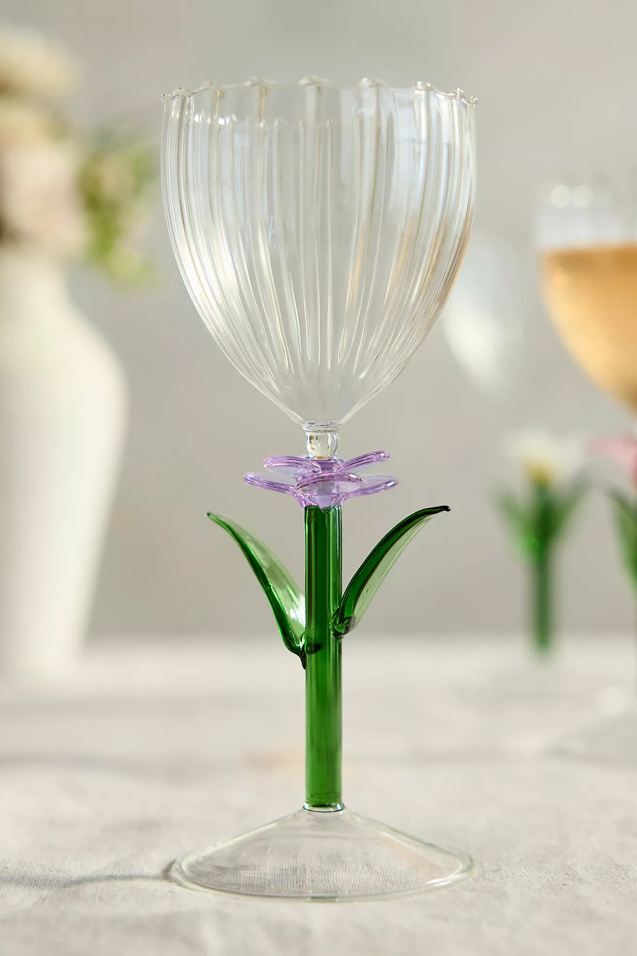 Floral Stem Wine Glass | Anthropologie (US)