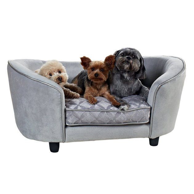 Enchanted Home Pet Quicksilver Sofa Cat & Dog Bed w/Removable Cover, Medium, Silver | Chewy.com