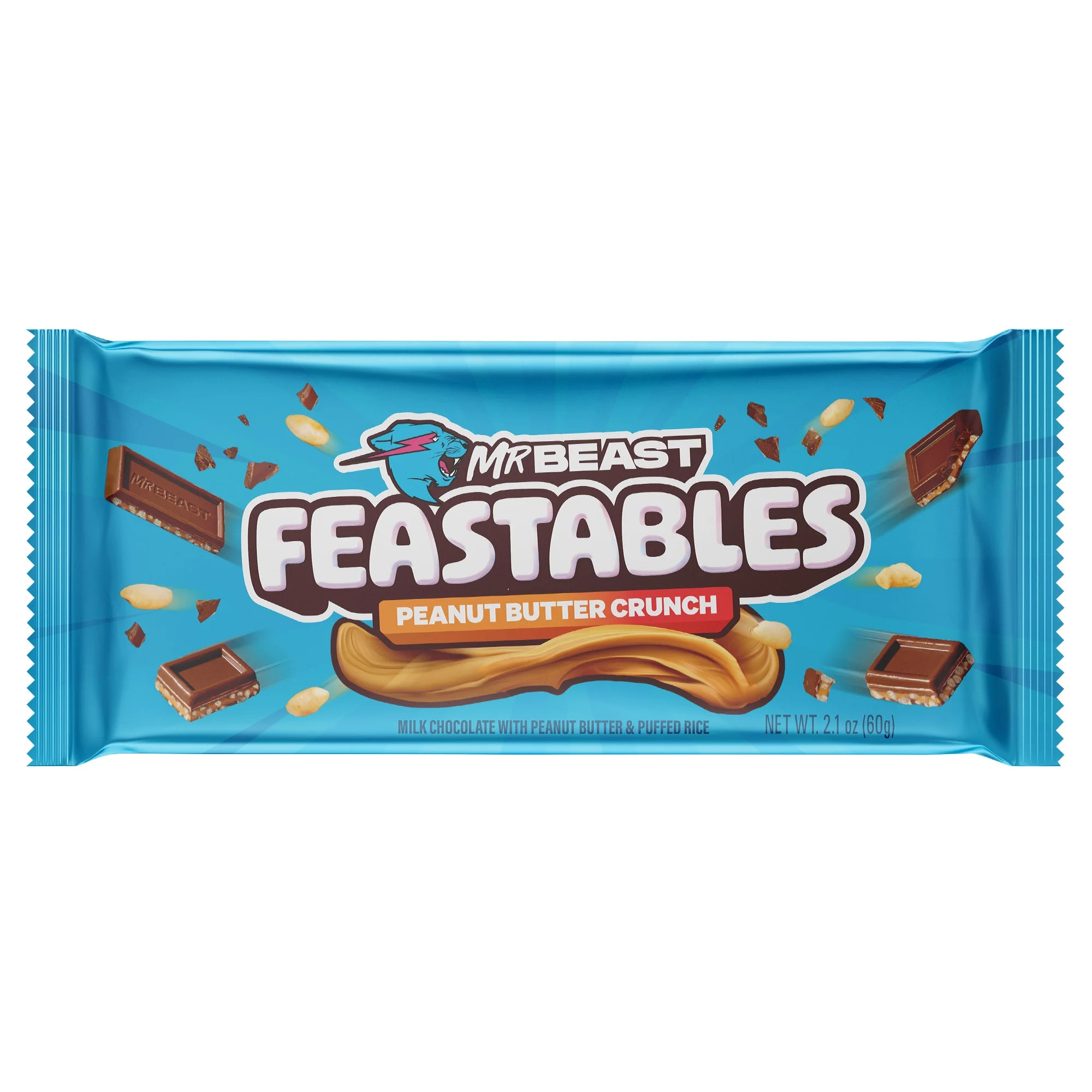 Feastables MrBeast Peanut Butter Chocolate Crunch Bar, 2.1 oz (60g), 1 Count | Walmart (US)