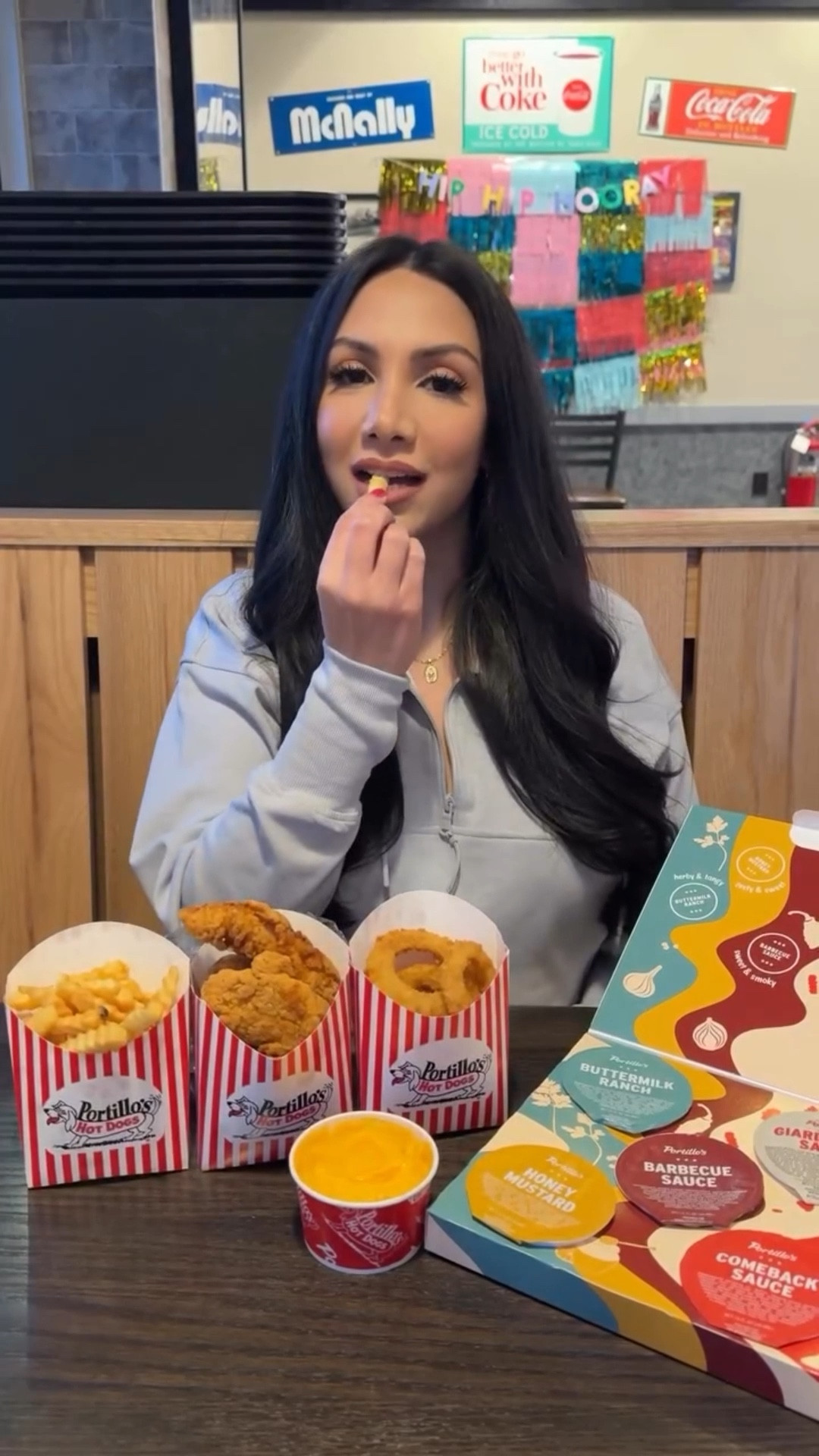 Date Night at @portilloshotdogs 🌭

If you’ve never been, it’s like a little taste of Chicago right in your city! It’s also a fun family friendly spot, so there’s something for everyone on the menu. We ordered some iconic favorites and tried a little of everything! 😍

On the table:
🌭 Jumbo Hot Dog
🥩 Italian Beef Sandwich
🍗 Chicken Tenders
🥗 Spicy Chicken Chopped Salad
🍟 Fries + Onion Rings
🫕 Cheese Sauce + Sauce Flight
🍫 Chocolate Cake
 
Would you try the hot dog or the Italian beef first?
 
#partnership #detroithummingbirds #portillos #chicagostyle

#LTKfoodie #LTKvlog #LTKdayinmylife