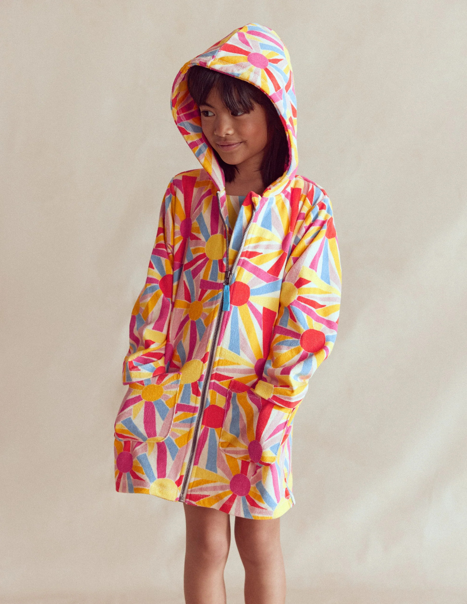 Romie Towelling Zip Throw-On-Ivory Sunburst | Boden (US)
