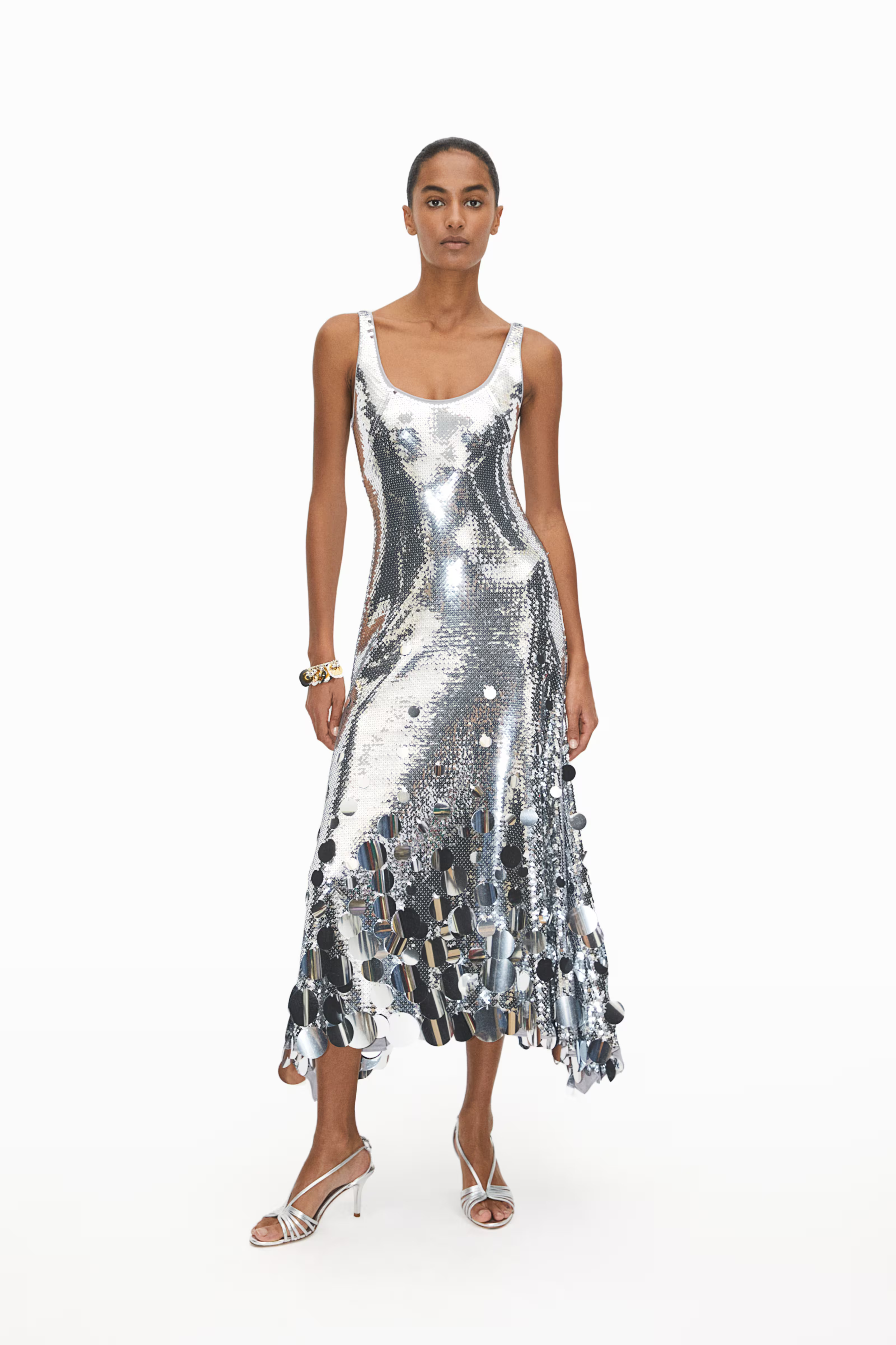 Sequined flared-skirt dress | H&M (UK, MY, IN, SG, PH, TW, HK)