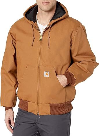 Carhartt Men's Quilted Flannel Lined Duck Active Jacket | Amazon (US)