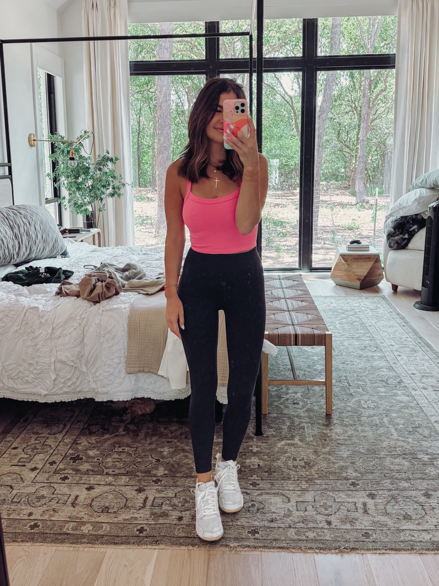 buttery soft free people leggings, true to size, wearing a size small. rubbed brami top is also true to size! 

#LTKActive #LTKFamily #LTKFindsUnder100