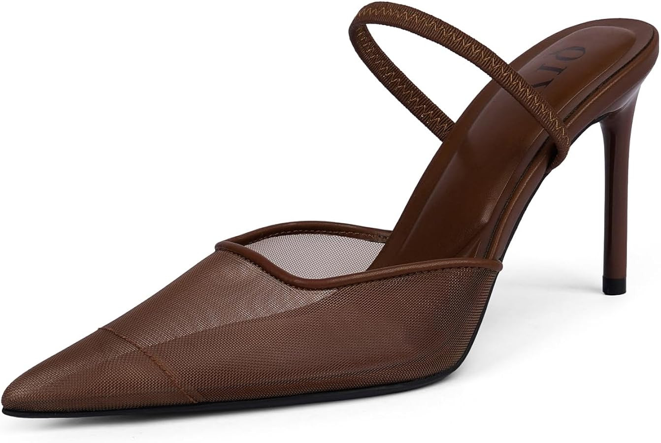 Mesh Heels for Women Pumps Closed Pointed Toe High Heels Stiletto Heeled Mules Sandals Dress Shoe... | Amazon (US)