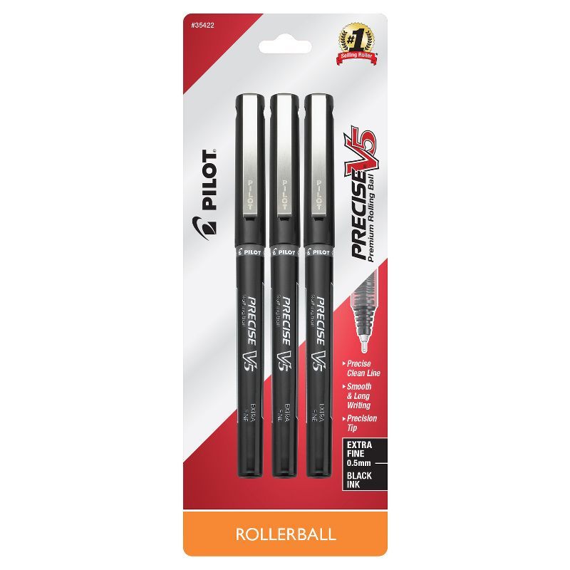 Pilot 3ct Precise V5 Rolling Ball Pens Extra Fine Point 0.5mm Black Ink | Target