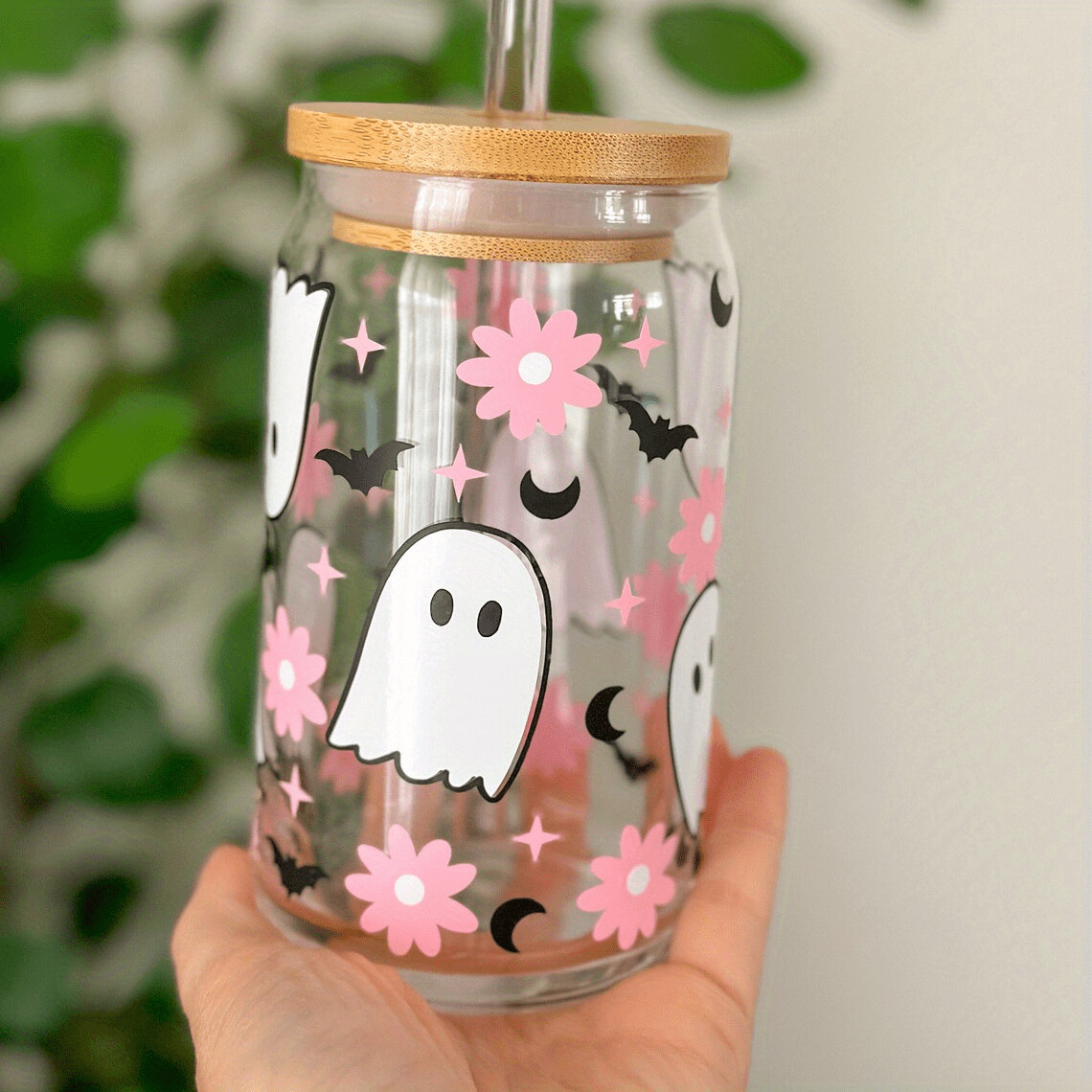 Halloween Drinking Glass Lid Straw Shaped Water Cup Cute - Temu | Temu Affiliate Program