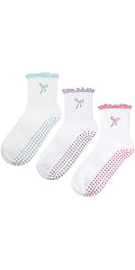 Jeyiour Women Cute Pilates Socks Bow Nonslip Ruffle Yoga Socks with Grip Barre Pilates Gift for W... | Amazon (US)