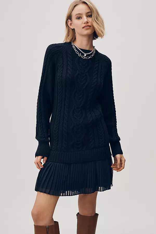 By Anthropologie Twofer Cable-Knit Sweater Mini Dress | Anthropologie (US)