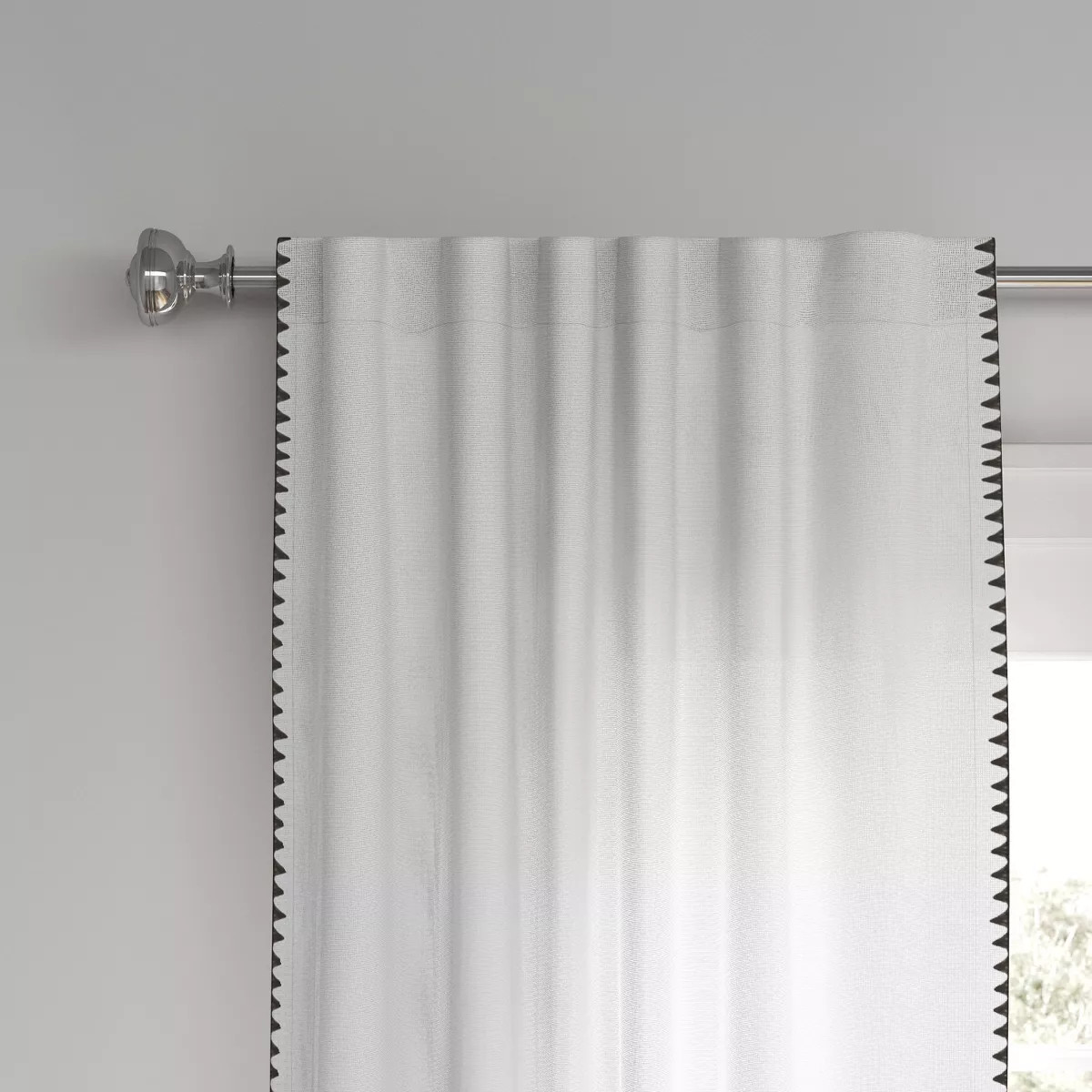 54"x84" Light Filtering Stitched Edge Curtain Panel Cream - Threshold™: Modern Indoor Rod Pocke... | Target